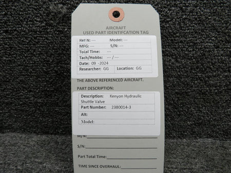 kenyon 2380014-3 Kenyon Hydraulic Shuttle Valve
