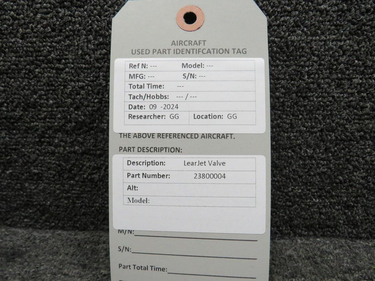 Learjet 23800004 LearJet Valve