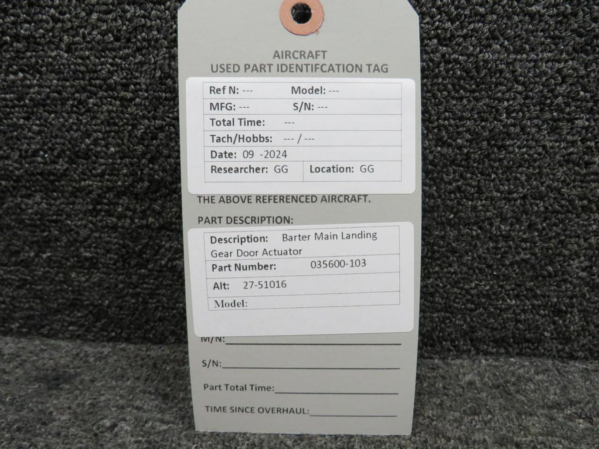 Barter 035600-103 (Alt: 27-51016) Barter Main Landing Gear Door Actuator