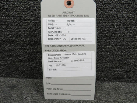 Barter 035600-103 (Alt: 27-51016) Barter Main Landing Gear Door Actuator
