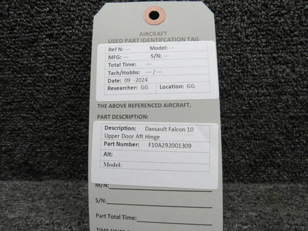 Dassault Falcon F10A292001309 Dassault Falcon 10 Upper Door Aft Hinge