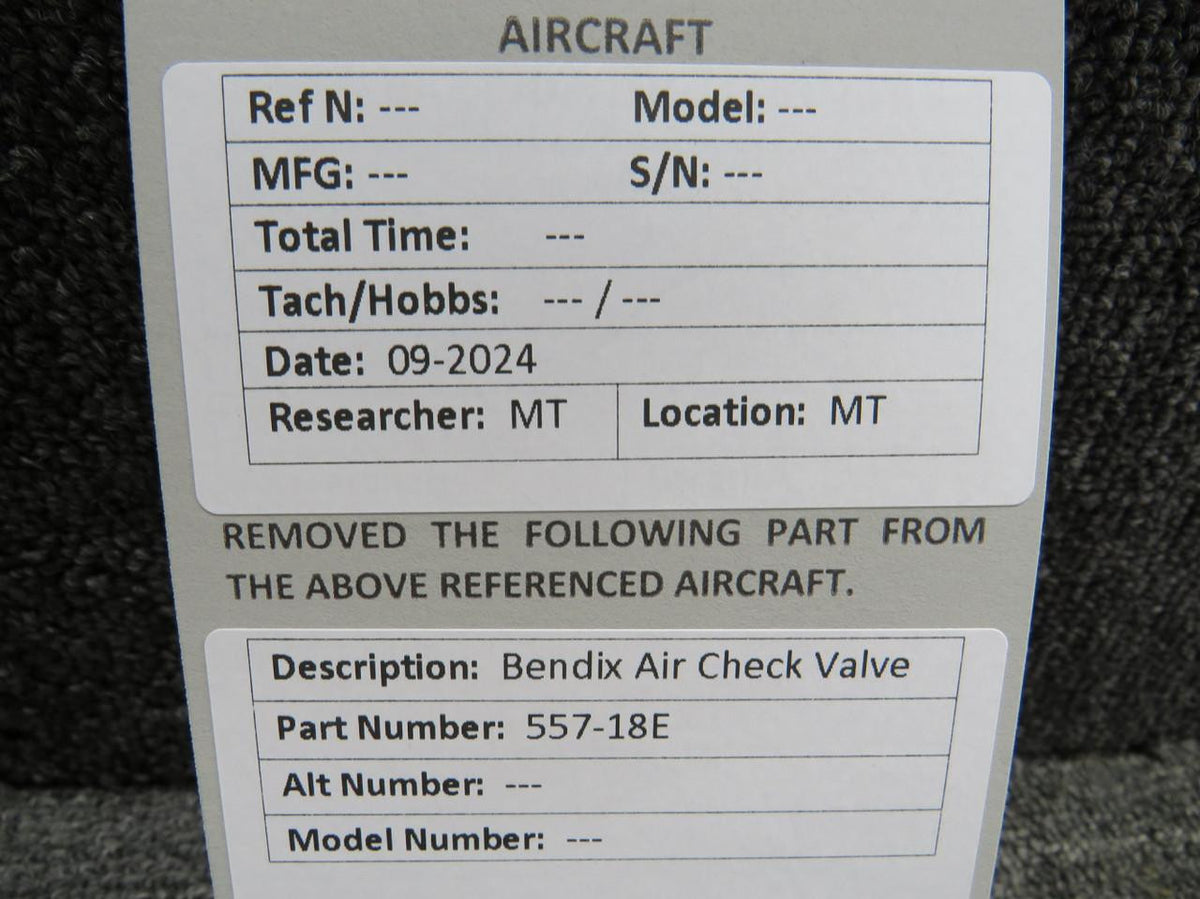 Bendix Airplane Parts & Equipment 557-18E Bendix Air  Check Valve