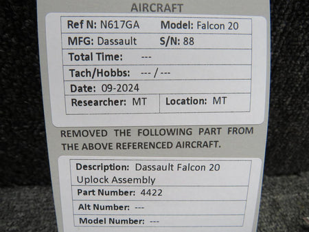 Dassault Falcon 4422 Dassault Falcon 20 Uplock Assembly