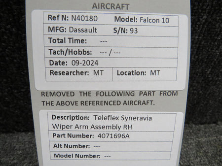 Teleflex 4071696A Teleflex Syneravia Wiper Arm Assembly RH