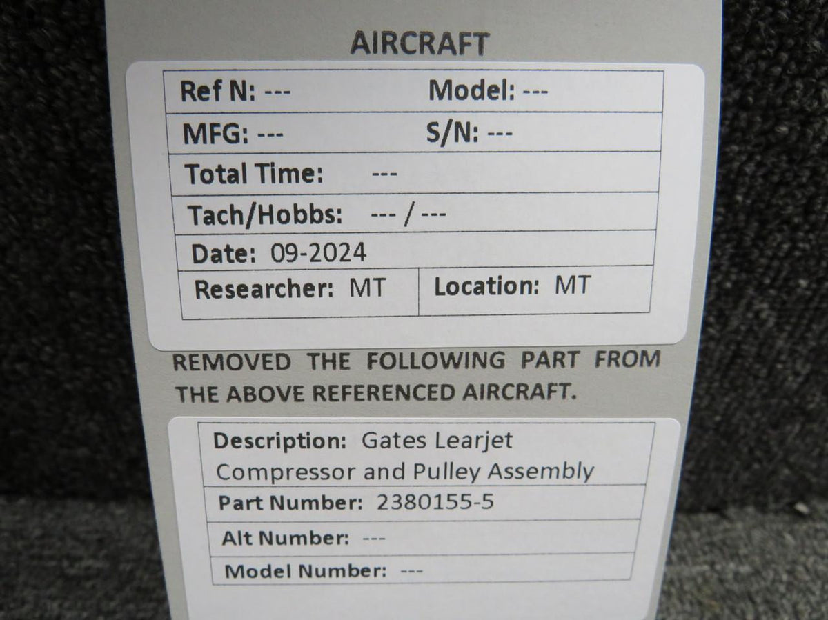 Gates Learjet 2380155-5 Gates Learjet Compressor and Pulley Assembly