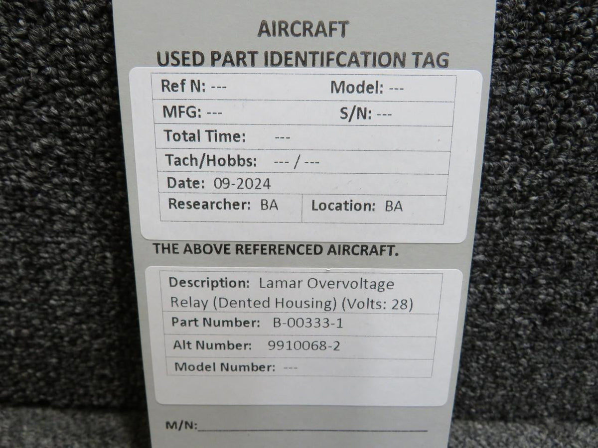 lamar B-00333-1 (Alt: 9910068-2) Lamar Overvoltage Relay (Dented Housing) (Volts: 28)