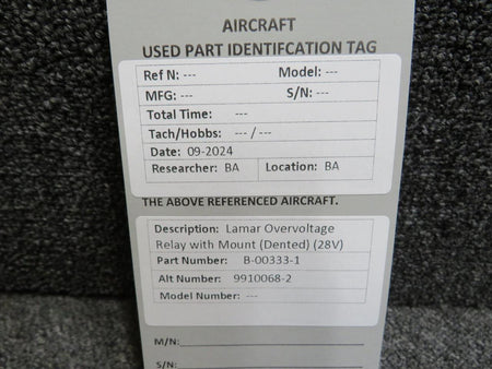 lamar B-00333-1 (Alt: 9910068-2) Lamar Overvoltage Relay with Mount (Dented) (28V)