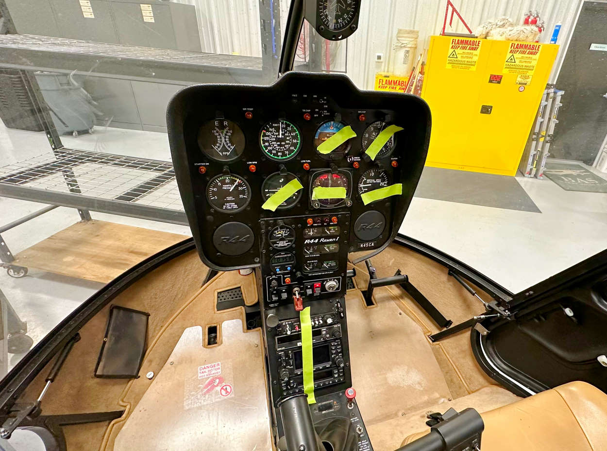 Robinson R44 helicopter salvage interior, instruments, and avionics