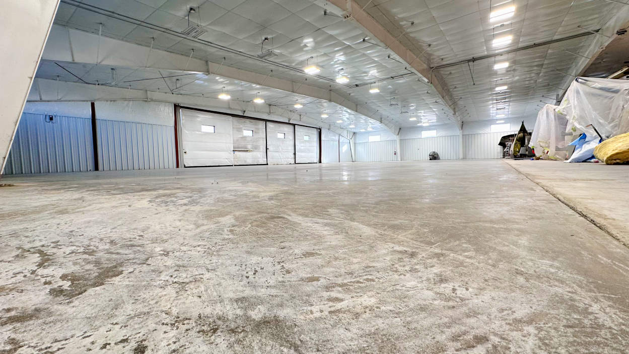 The new concrete floor in the expanded BAS Aircraft Salvage hangar in Greeley, CO